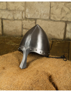 Normandische helm met neus Tankred-model, gepolijst staal
