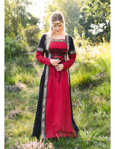Vestido Medieval Leonor en rojo-negro