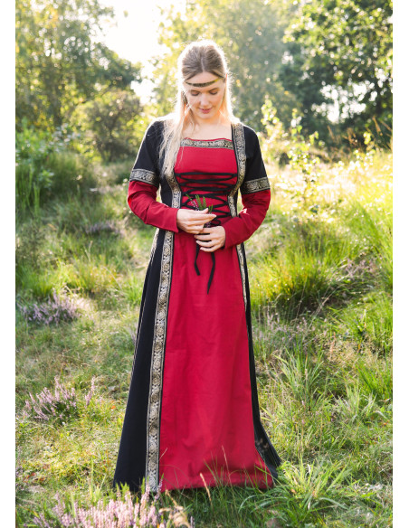 Medievales Kleid Leonor in Rot-Schwarz