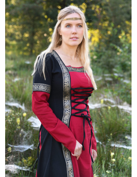 Vestido Medieval Leonor en rojo-negro