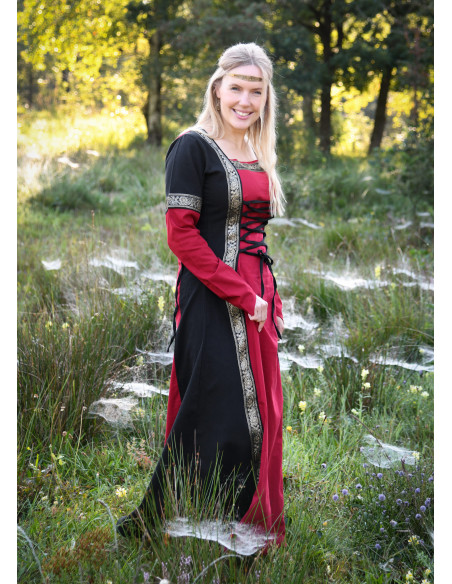 Medievales Kleid Leonor in Rot-Schwarz