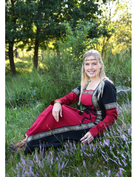 Medievales Kleid Leonor in Rot-Schwarz