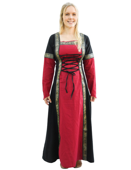 Medievales Kleid Leonor in Rot-Schwarz