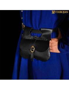 Bolsa medieval en piel negra (21,60 x 22,80 cm.) 2