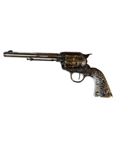 Colt 45 PeaceMaker revolver lange metalen handgrepen, 27 cm.
