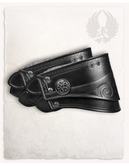 Sorte læder skulderpuder præget...