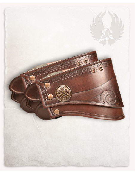 Schulterpolster aus braunem Leder mit...