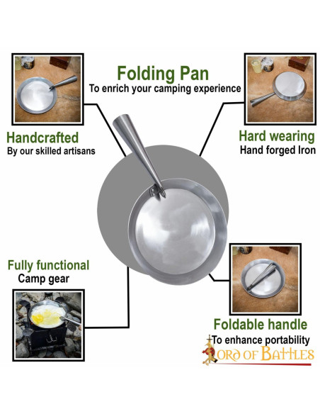 Håndsmedet sammenfoldelig stegepande...