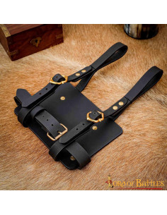 Tagebuchtasche zum Tragen am Gürtel, schwarzes Leder