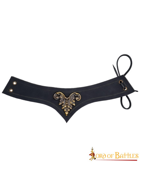 Tiara medieval cuero negro decorada