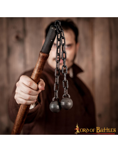 Maza medieval de batalla, doble bola