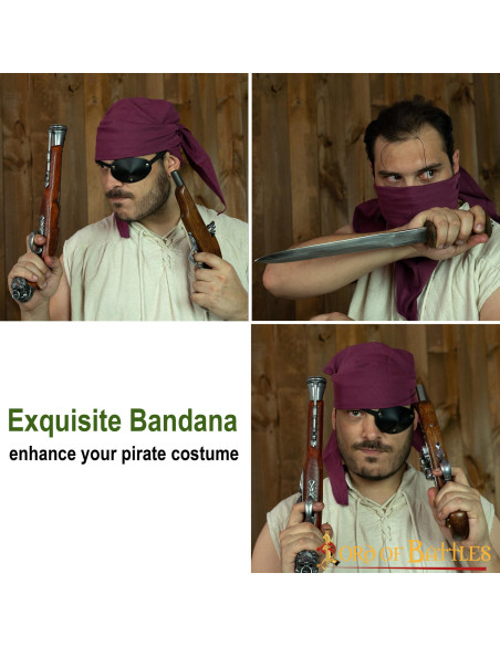 Bordeauxrode katoenen piratenbandana