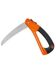 Sierra plegable marca Albainox, mango negro-naranja (39,7...