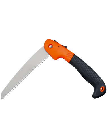 Klappsäge der Marke Albainox, schwarz-orangefarbener Griff (40,5 cm).