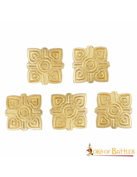 Set van 5 koperen Vikingriemornamenten