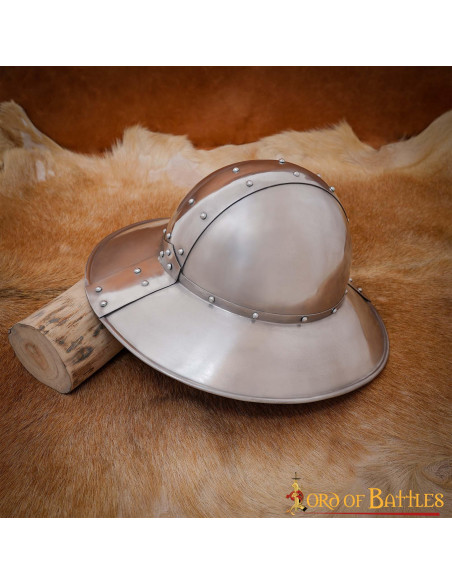 Casco medieval Kettle con forro cuero...