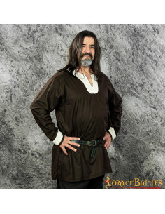 Túnica vikinga color marrón-blanco modelo Sigurd