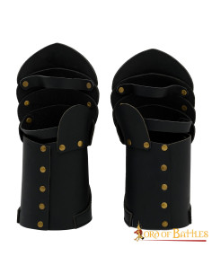 Mittelalterliche Handschuhe Leder Messing vernietet LARP 2