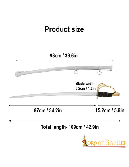 Amerikansk kavaleri sabel med stålskede