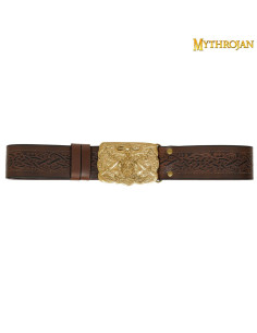 Cinturón vikingo con hebilla latón Cuervo de Odín