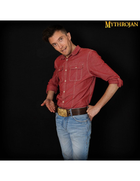 Cinturón vikingo con hebilla latón...