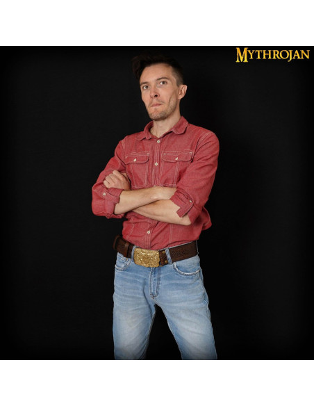 Cinturón vikingo con hebilla latón...