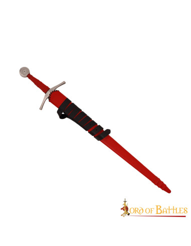 Type XVI Oakeshott middelalderlig sværd, rød læderskede
