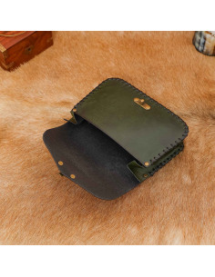 Geprägte Ledertasche mit keltischem Kreuz, grün 2