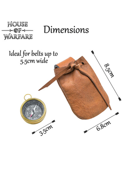 Piratkompas med ægte læderetui (3,5 cm.)