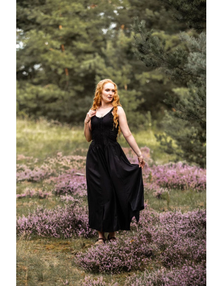 Jasmin elegant middelalderkjole, sort...
