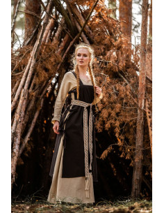 Túnica medieval para mujer Hildegard, marrón oscuro