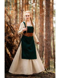 Delantal medieval vikingo Aila en lana, color verde