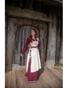 Túnica medieval para mujer Hildegard, blanco natural