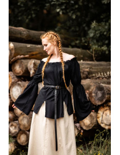 Klassisk middelalderbluse model Emma, sort farve