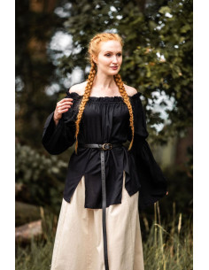 Klassisk middelalderbluse model Emma, sort farve 2