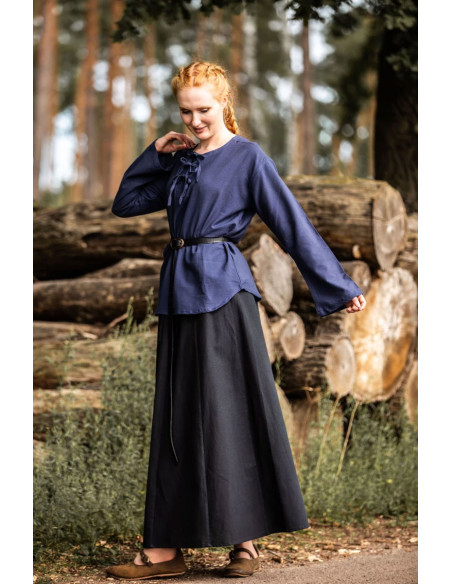 Blusa medieval modelo Tilda, color azul