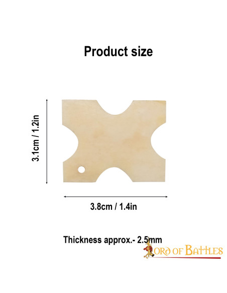 Dekorativ knogletablet (3,8 x 3,1 cm)