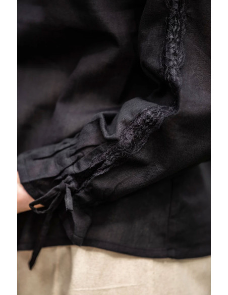 Middeleeuwse damesblouse Bettina, zwart