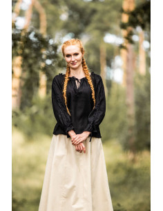 Middeleeuwse damesblouse Bettina, zwart