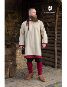 Rus Tobiasz Tunika, Farbe Natur-Burgund