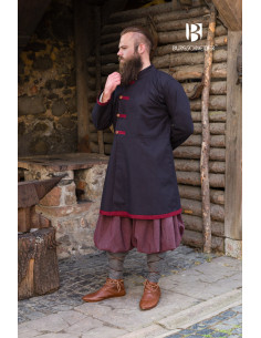 Middelalderfrakke Rus Jakub model, sort-burgunder