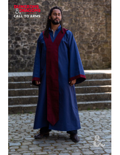 Túnica medieval de Mago, Azul Oscuro-Burdeos