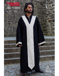 Túnica medieval de Mago, Negro-Blanco Natural
