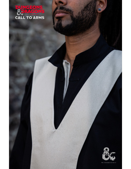Túnica medieval de Mago, Negro-Blanco...