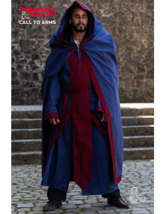 Capa medieval de Hechicero, Azul Oscuro-Burdeos