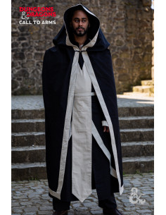 Capa medieval de Hechicero, Negro-Blanco natural