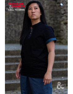 Mittelalterliches Rogue-Hemd, schwarz-blau
