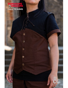 Middeleeuws vest met Rogue-capuchon, zwartbruin 2