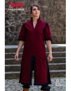 Túnica medieval del Guerrero, burdeos-negro