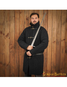 Gambesón medieval algodón acolchado tipo 10, negro